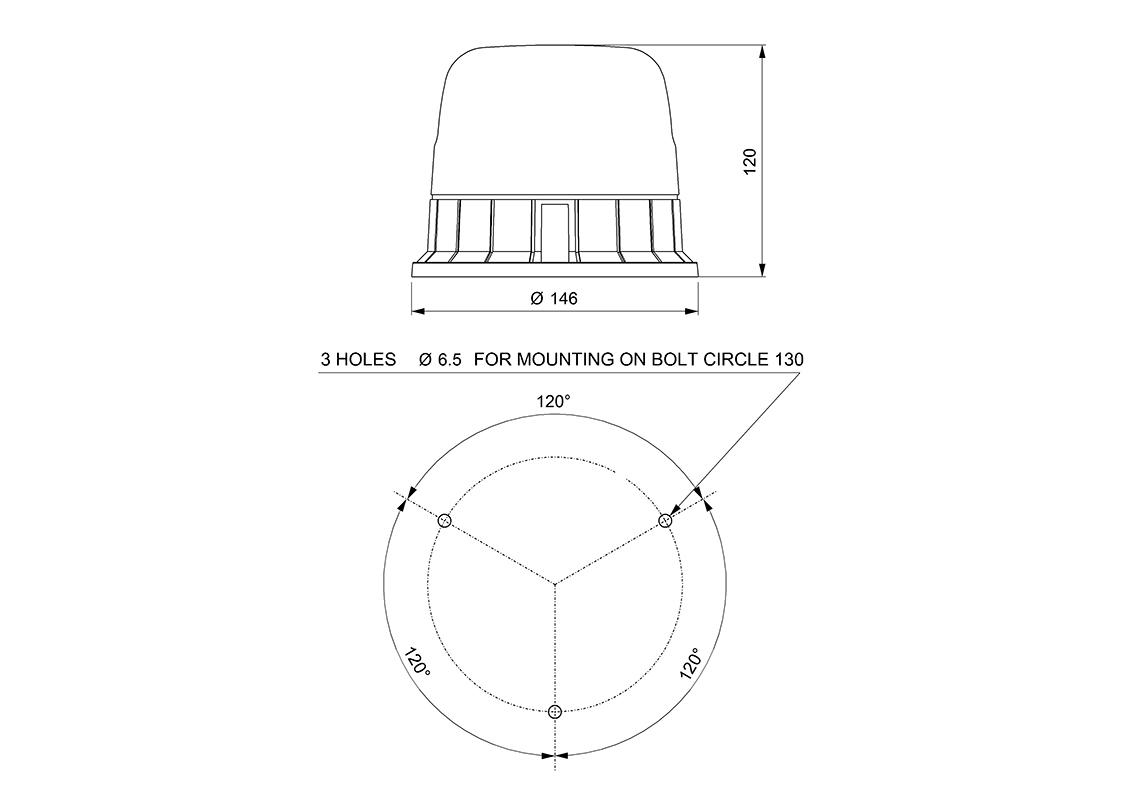 LED Rundumkennleuchte GALAXY zum Anschrauben rotierend gelb